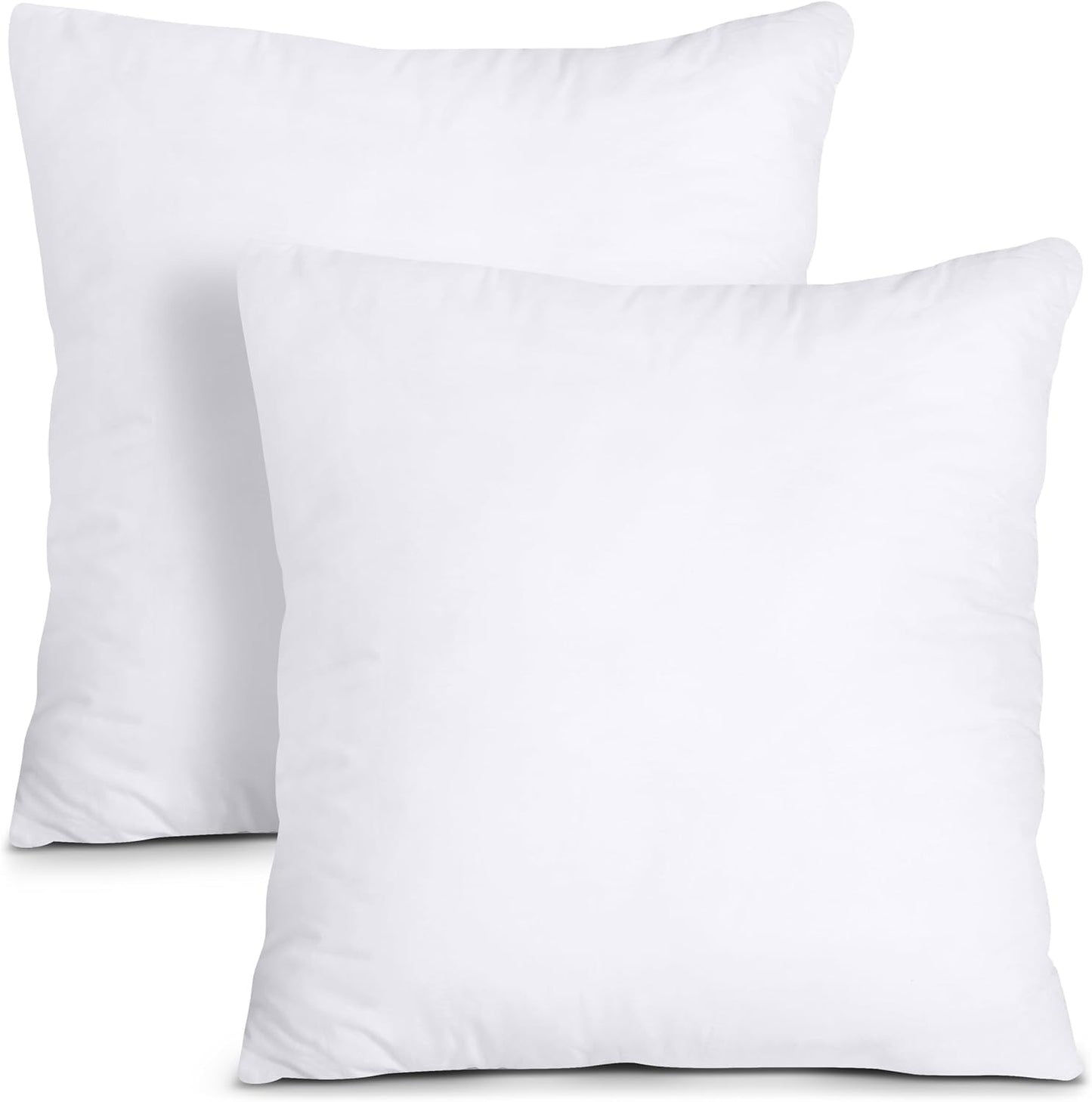 Throw Pillows Insert (Pack of 2, White) - 18 x 18 Inches Bed and Couch Pillows - Indoor Decorative Pillow