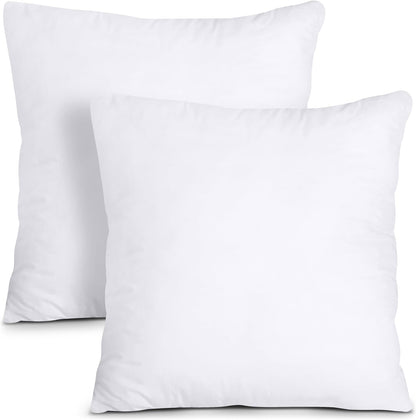 Throw Pillows Insert (Pack of 2, White) - 18 x 18 Inches Bed and Couch Pillows - Indoor Decorative Pillow