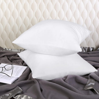 Throw Pillows Insert (Pack of 2, White) - 18 x 18 Inches Bed and Couch Pillows - Indoor Decorative Pillow